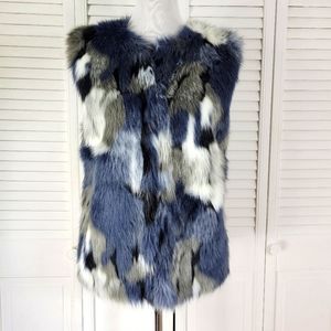 Collections Eighteen women frosty watercolor marble faux fur fall winter vest